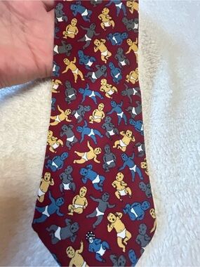 🎁3 for $30 - Classic Maroon Baby Print Necktie